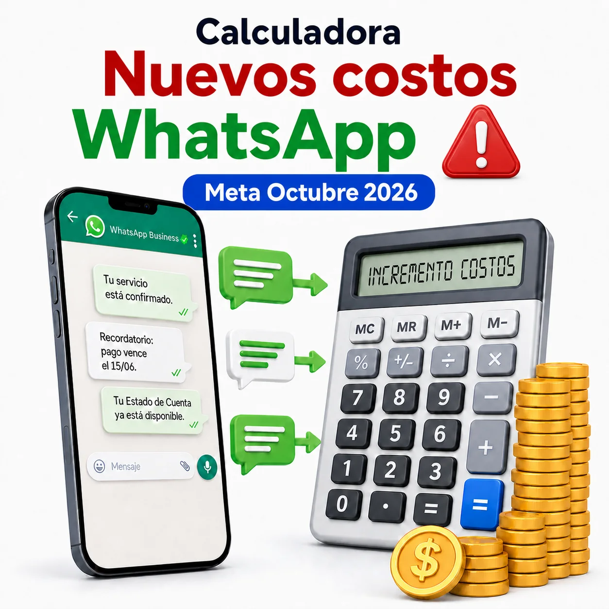 Calculadora de nuevos costos de WhatsApp API desde octubre de 2026
